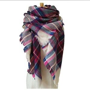 Wander Agio Womens Warm Scarf Square Shawls Large Scarves Stripe Plaid Scarf
